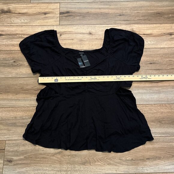 Torrid Babydoll Rayon Top With Side Cutouts SZ 4X (26) Black Blouse Stretch - Picture 5 of 10